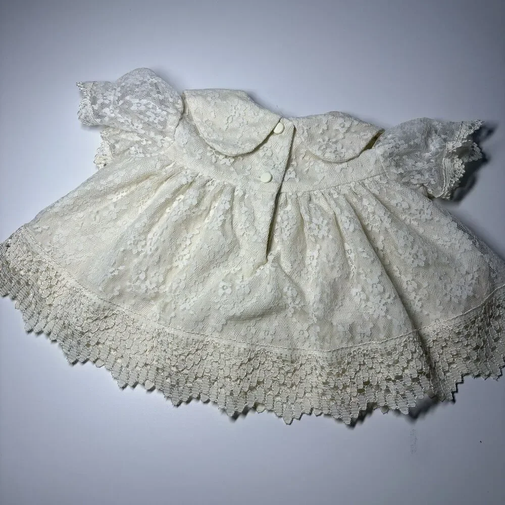 Vintage Christening Gown Dress Ivory Lace Baptism Wedding Formal Church
